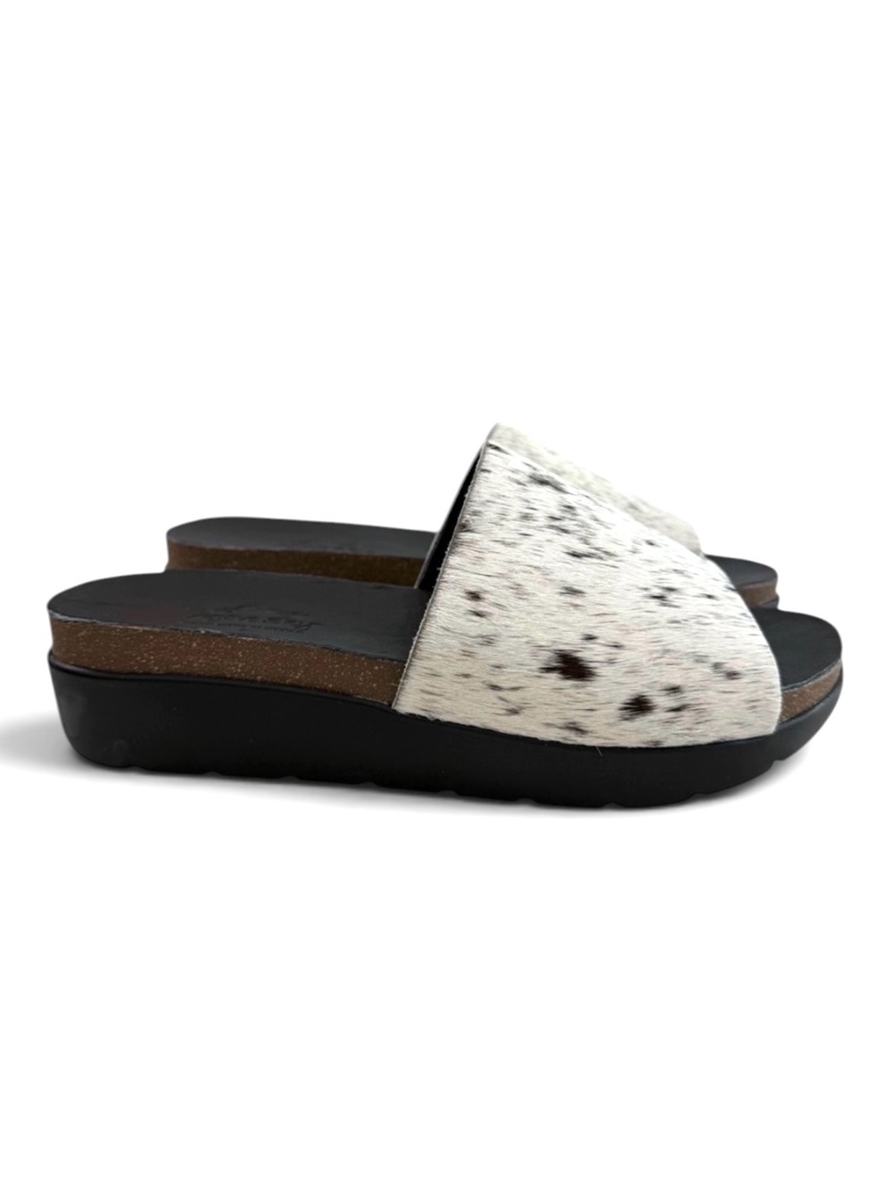 Agave Sky Cow Hide Wedge Slide Sandals Size 7